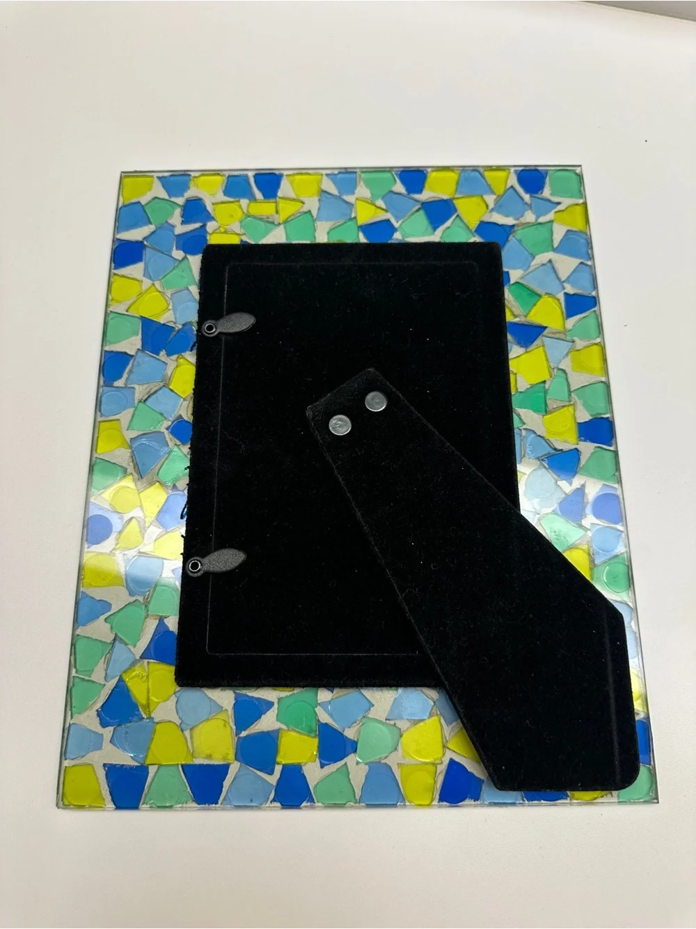 Handcrafted Mosaic Picture Frame in Blue, Green & Yellow